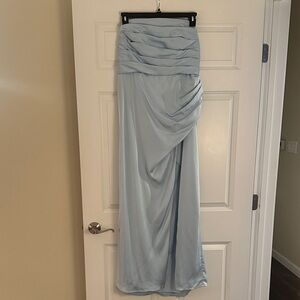 Azazie Lexie Stretch Satin Dress, Color: Sky Blue